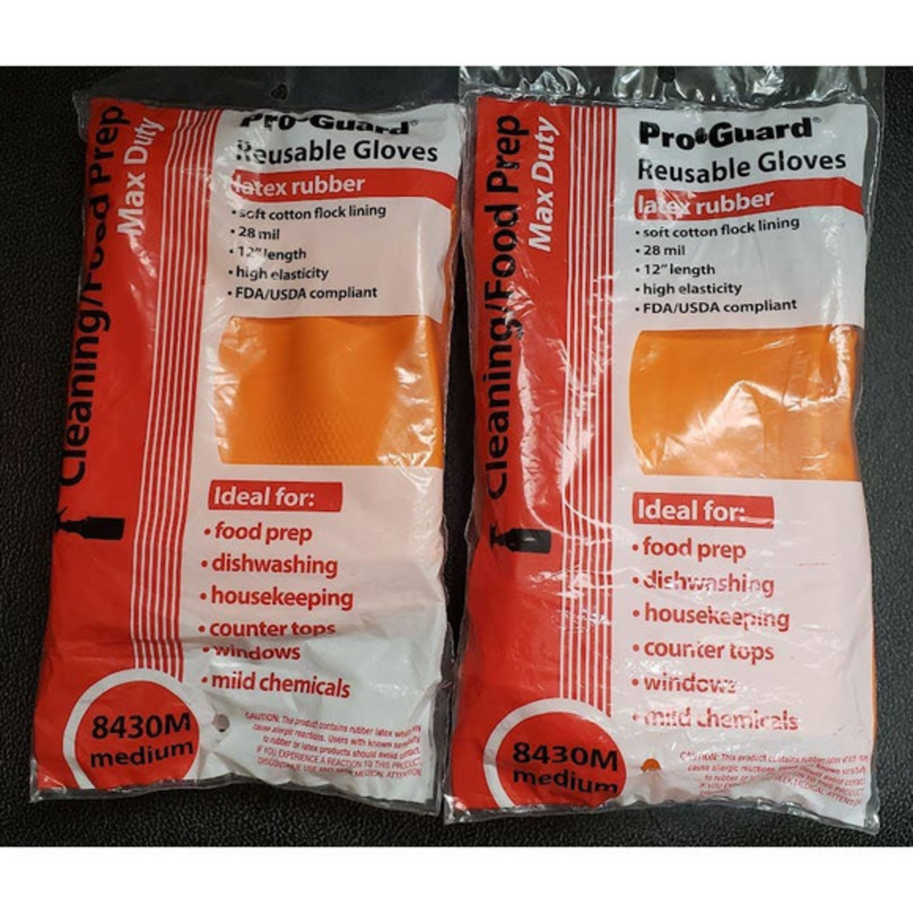 Pro Guard Latex Rubber Reusable Gloves size Medium, Food Prep,‎ Cleaning, Dishes